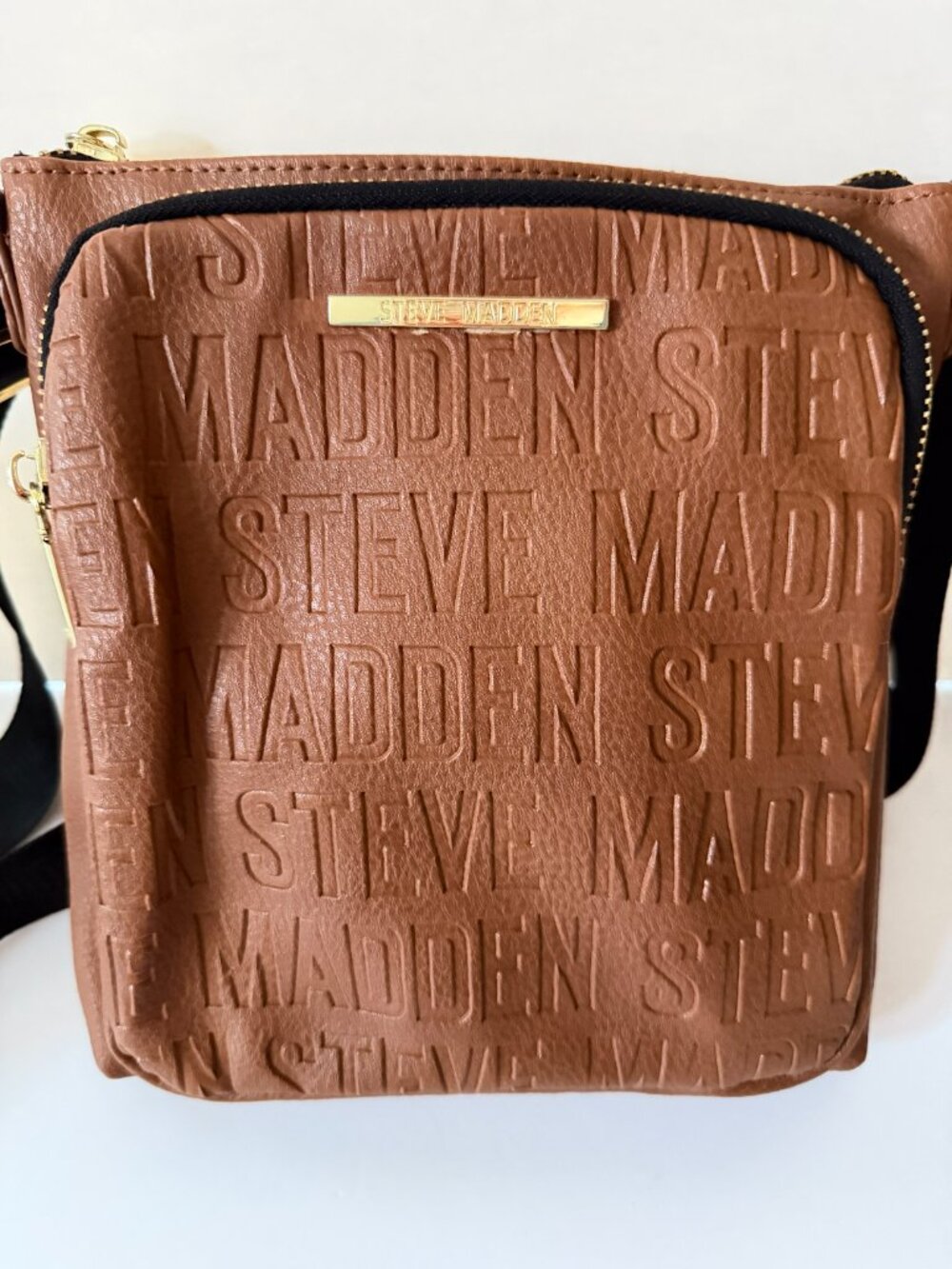Steve Madden Embossed Faux Leather Brown Crossbody Bag Purse. - Picture 6 of 8
